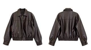 lapel leather coat