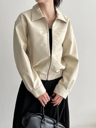 lapel leather coat