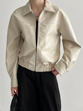 lapel leather coat