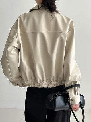 lapel leather coat
