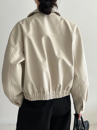lapel leather coat