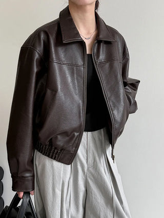 lapel leather coat