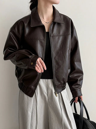 lapel leather coat