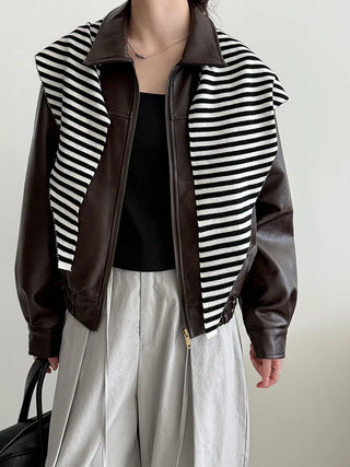 lapel leather coat