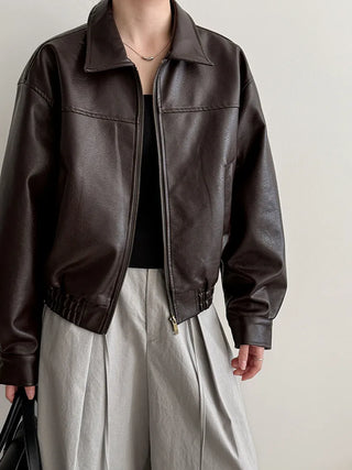 lapel leather coat