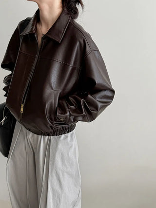 lapel leather coat