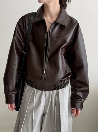 lapel leather coat