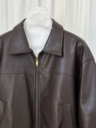 lapel leather coat