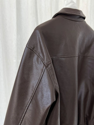 lapel leather coat