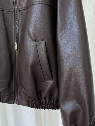 lapel leather coat