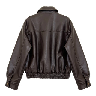 lapel leather coat