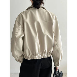 lapel leather coat