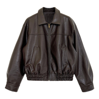lapel leather coat