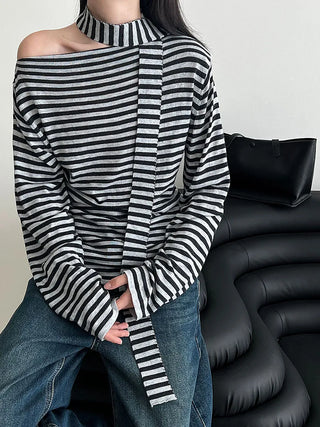 ribbon striped sweater