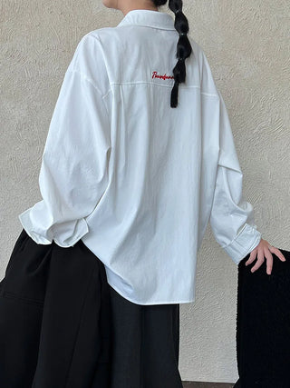letter embroidered shirt