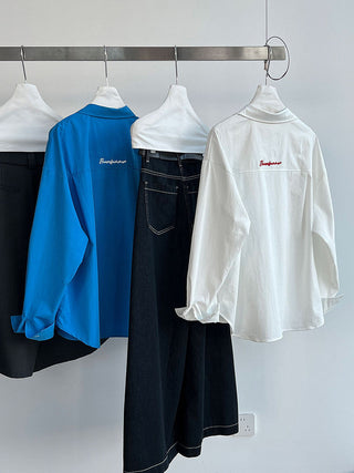 letter embroidered shirt