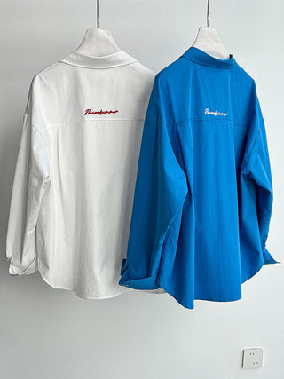 letter embroidered shirt