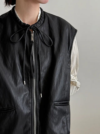 pu vest cardigan