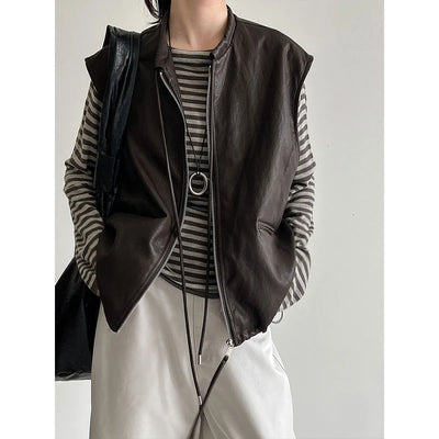 pu vest cardigan