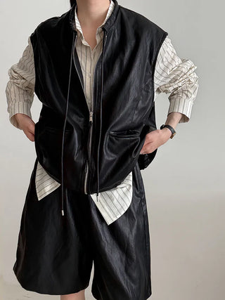 pu vest cardigan