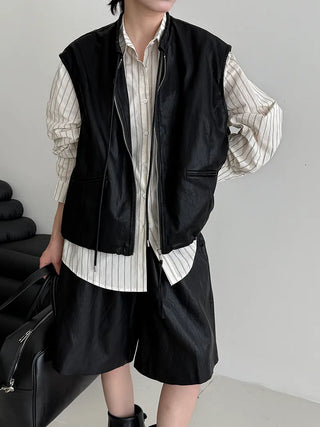 pu vest cardigan