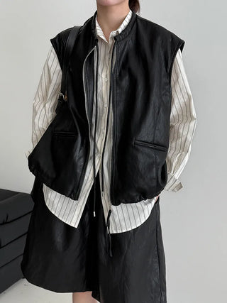 pu vest cardigan