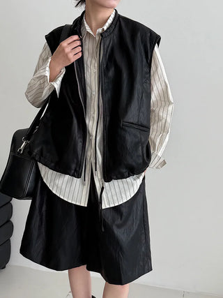 pu vest cardigan