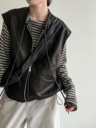 pu vest cardigan