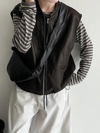 pu vest cardigan