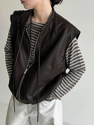 pu vest cardigan