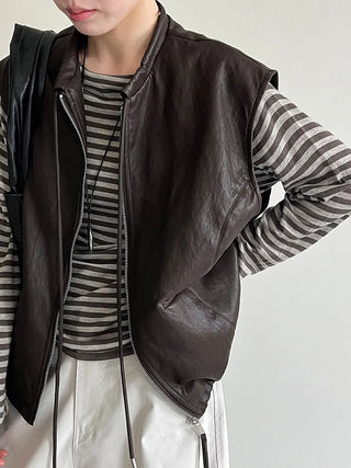 pu vest cardigan