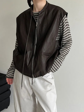 pu vest cardigan