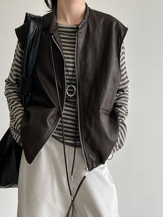 pu vest cardigan