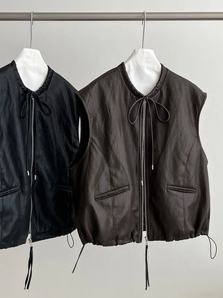 pu vest cardigan