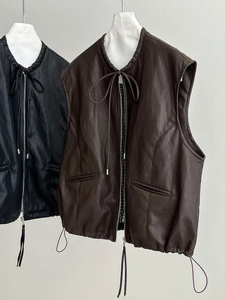 pu vest cardigan