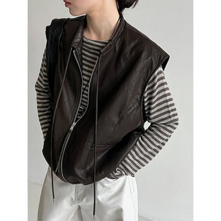pu vest cardigan