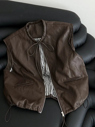 pu vest cardigan