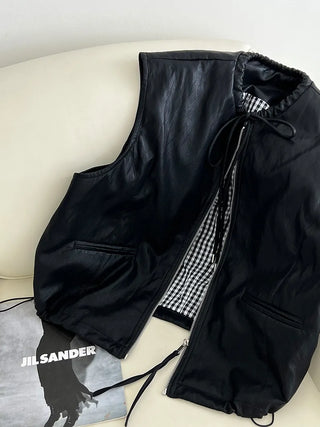pu vest cardigan