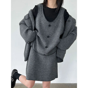 knit vest set
