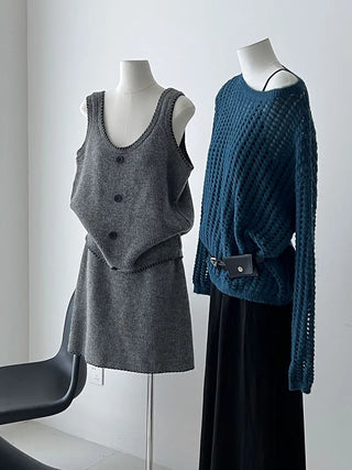 knit vest set