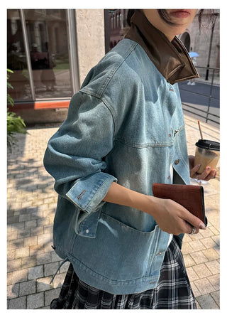 leather patchwork jacket