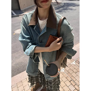 leather patchwork jacket