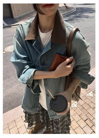 leather patchwork jacket