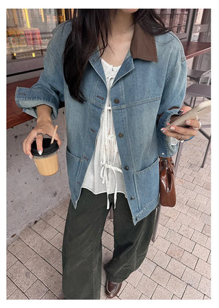 leather patchwork jacket