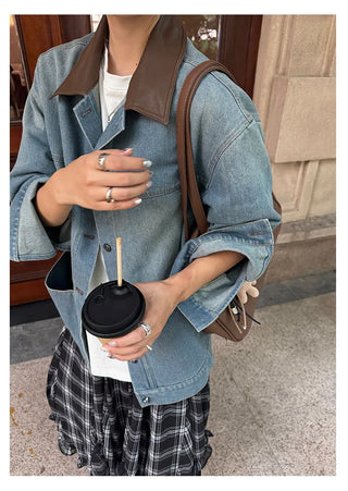 leather patchwork jacket