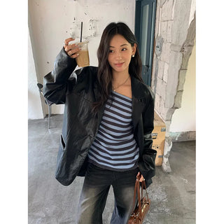 black leather jacket