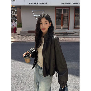 leather short coat