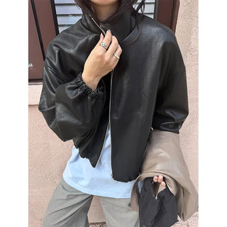 leather short coat