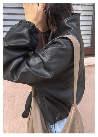 leather short coat