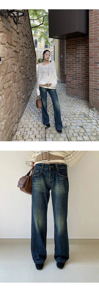 embroidered straight jeans